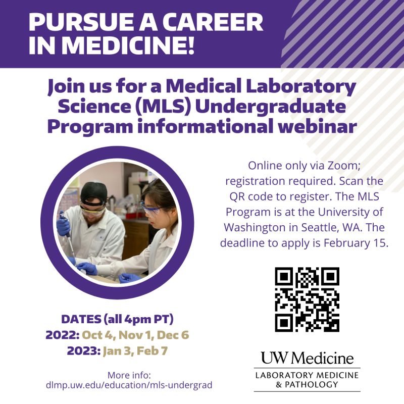 Social media post with University of Washington branding and information about the Medical Laboratory Science Undergraduate Program.